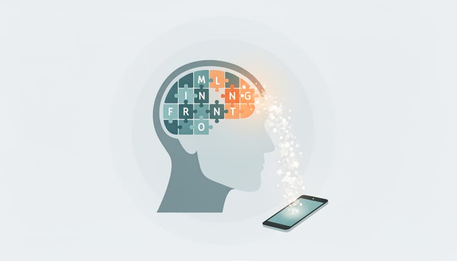 Abstract glowing brain shape formed by floating puzzle-like light squares, suggesting brain-boosting benefits